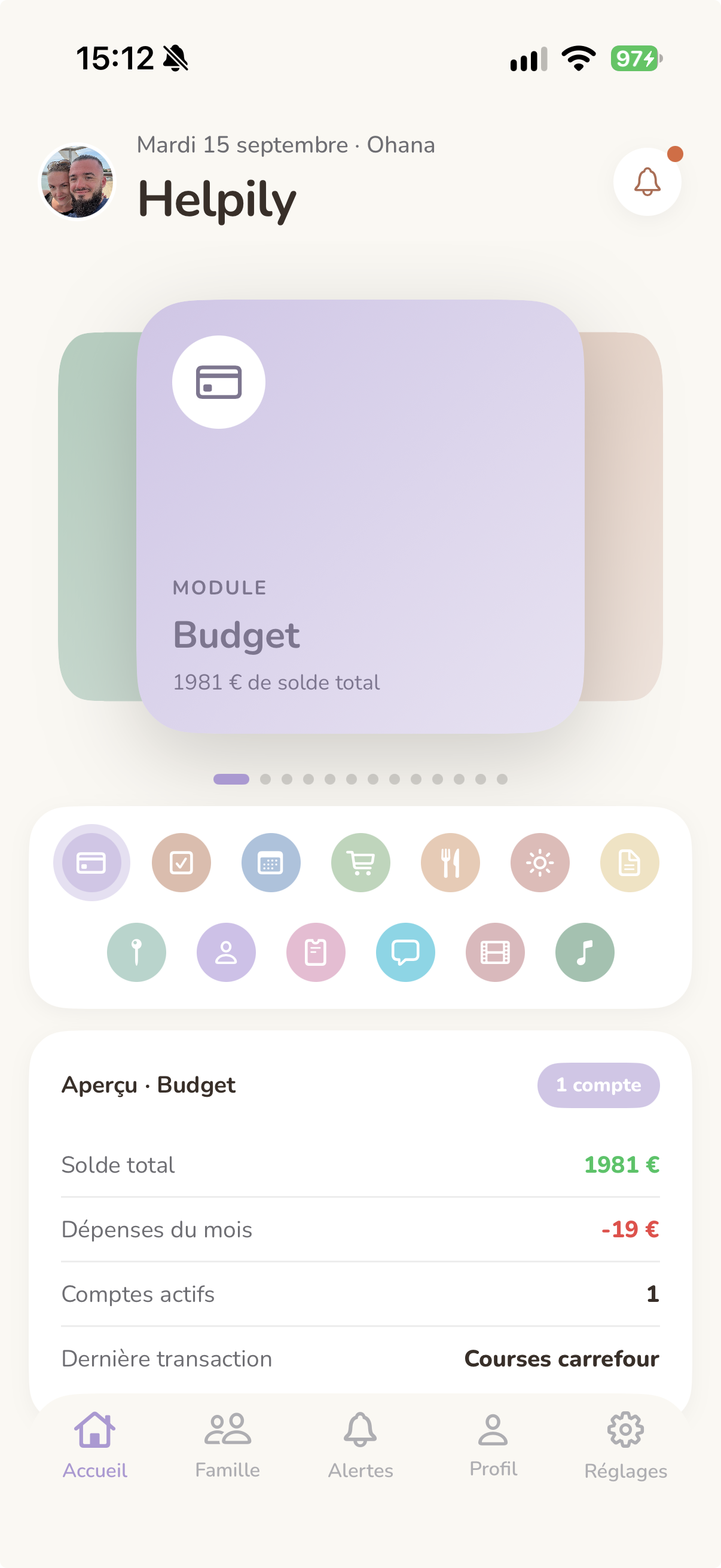 Aperçu de l'application Helpily