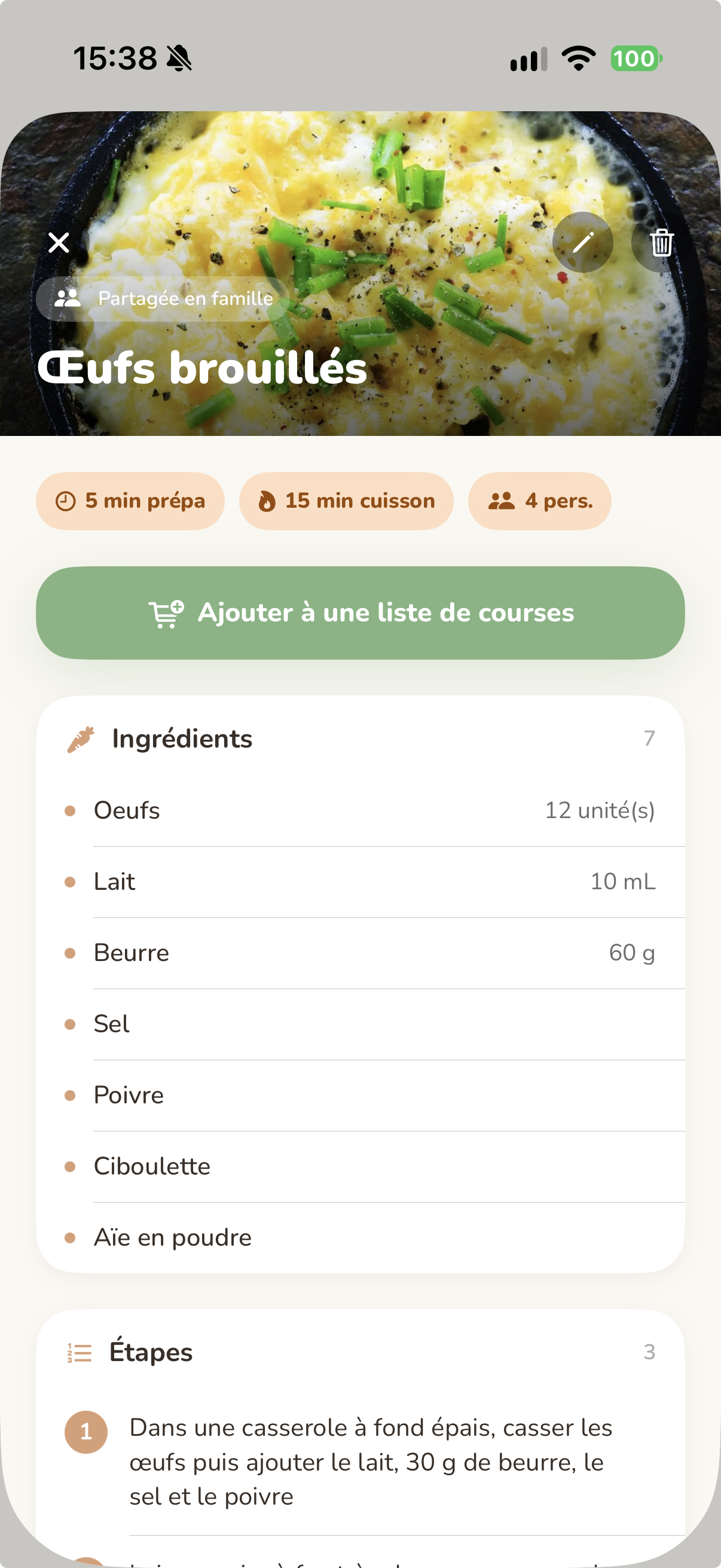 Aperçu du module Recettes